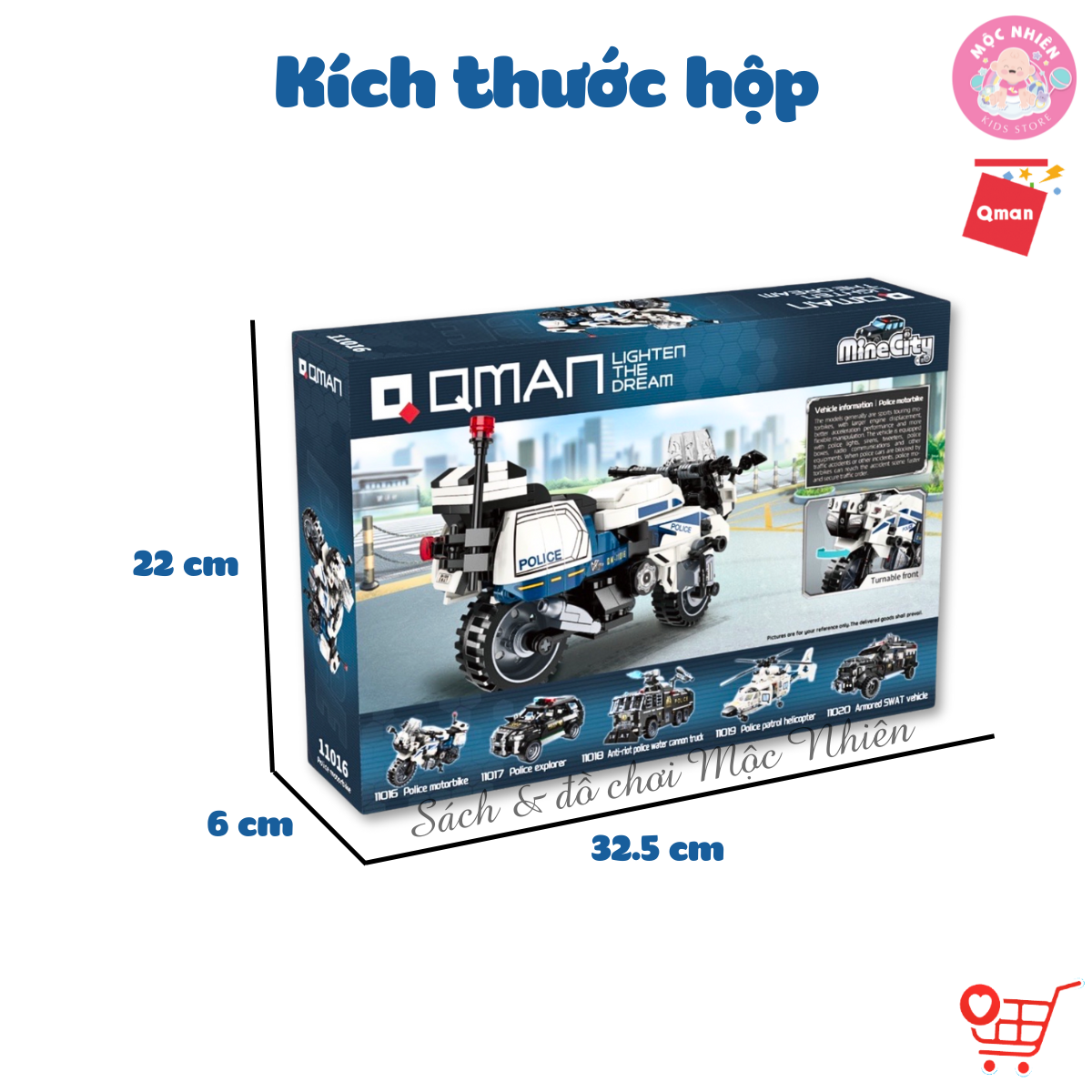 Đồ chơi lắp ráp xếp hình Qman 11016 - Mô tô cảnh sát (395 chi tiết) - Dành cho bé từ 6 tuổi