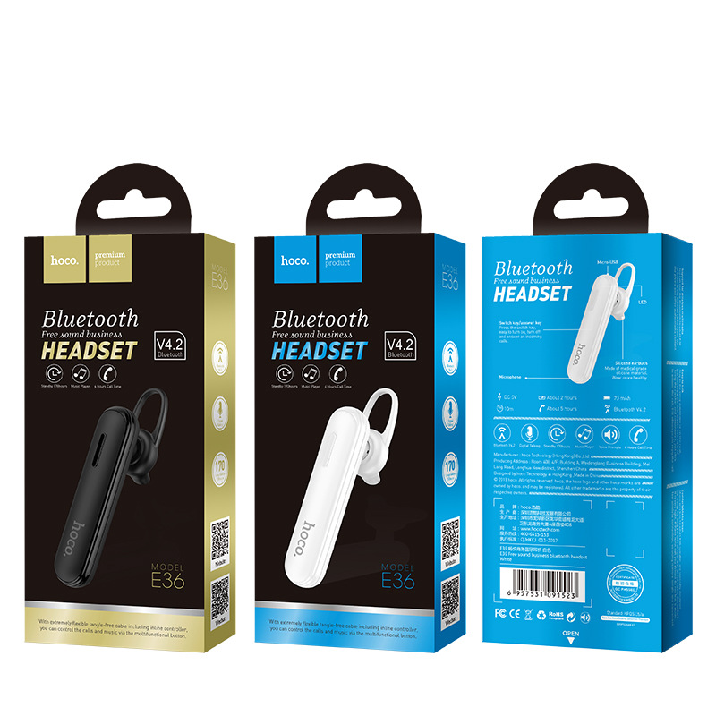 Tai nghe bluetooth một bên Hoco E36 dòng tai nghe nhét tai có mic đàm thoại rảnh tay - Hàng chính hãng