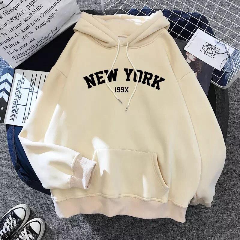 Áo hoodie nam nữ in chữ newyork vải nỉ bông mềm mịn nón 2 lớp