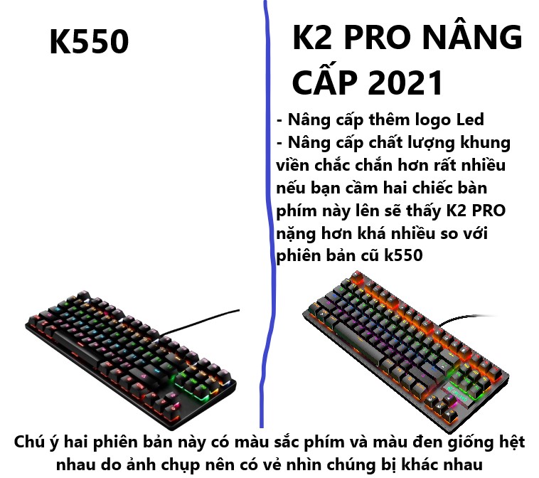 Bàn Phím Cơ Máy Tính XSmart Crack K2 Màu Đen PRO 87 Phím Led RGB 10 Chế Độ Khác Nhau, Dùng Cho Văn Phòng, Chơi Game Tương Thích Với Laptop, Máy Tính, Tivi - Hàng Chính Hãng