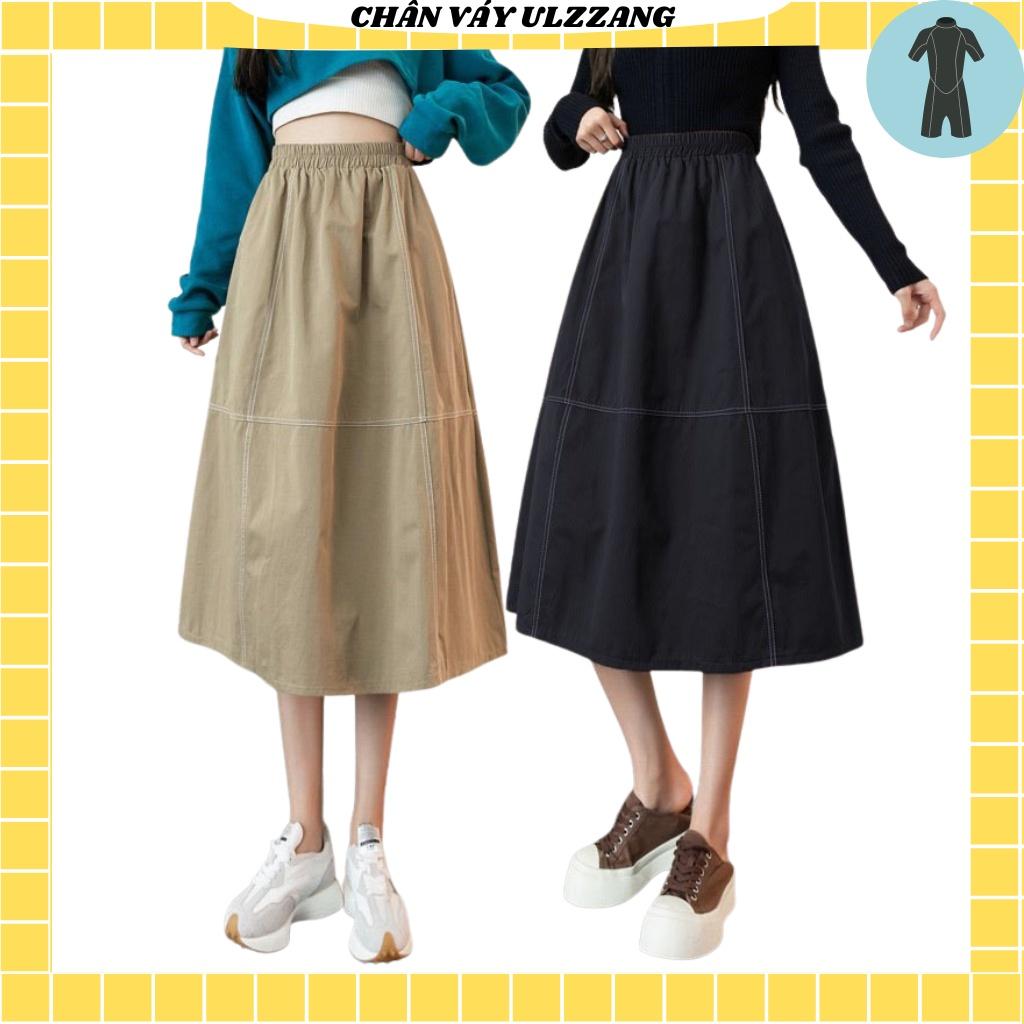 Chân váy chữ a dạng dài phong cách đơn giản , thiết kế sau lưng thun , Váy chất liệu kaki mềm + lớp lót trong 