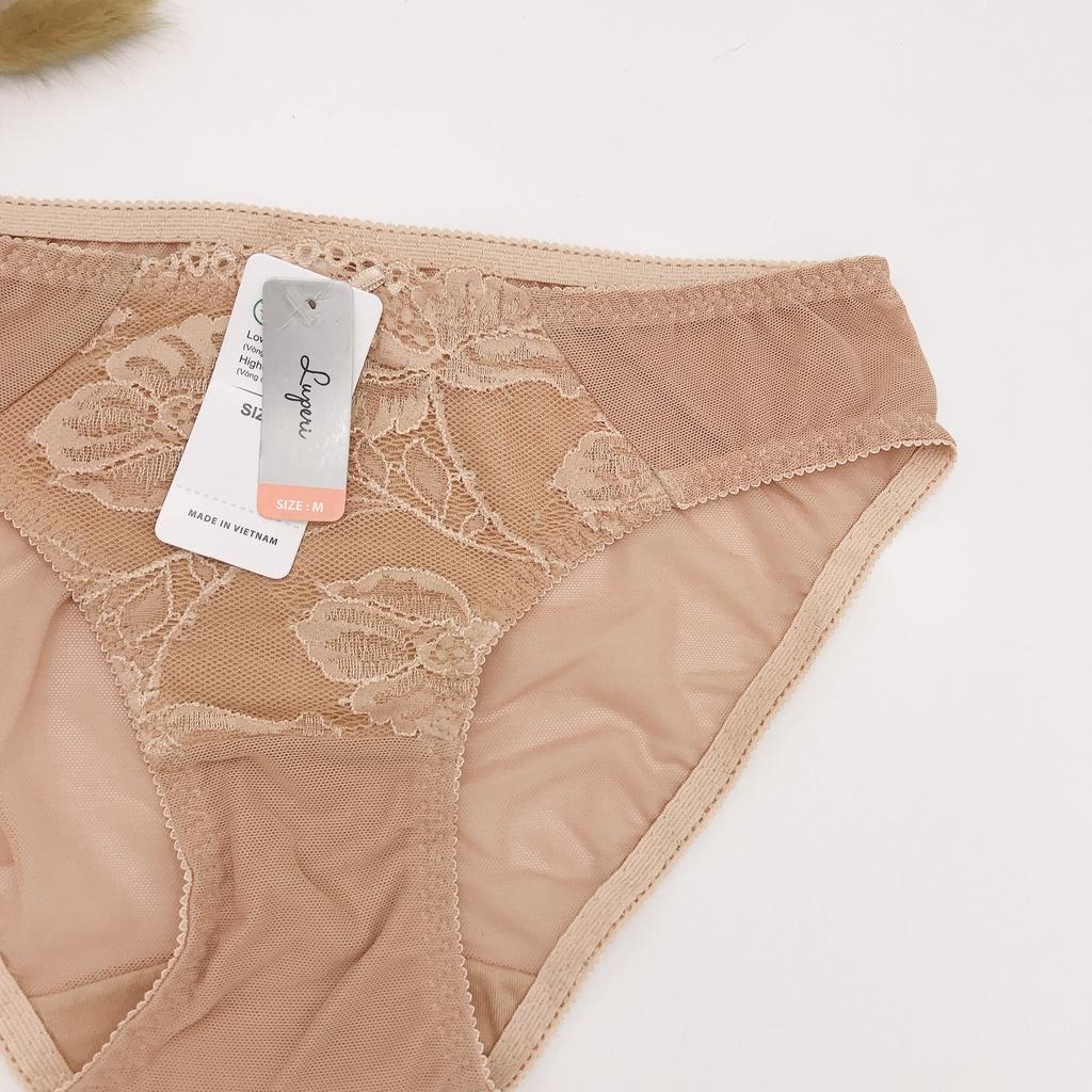 Quần Lót Nữ Ren Phối Lưới LUPERI SP734 Bikini Cạp Vừa quần lót mềm mịn co giãn thoáng khí kháng khuẩn khử mùi rất tốt