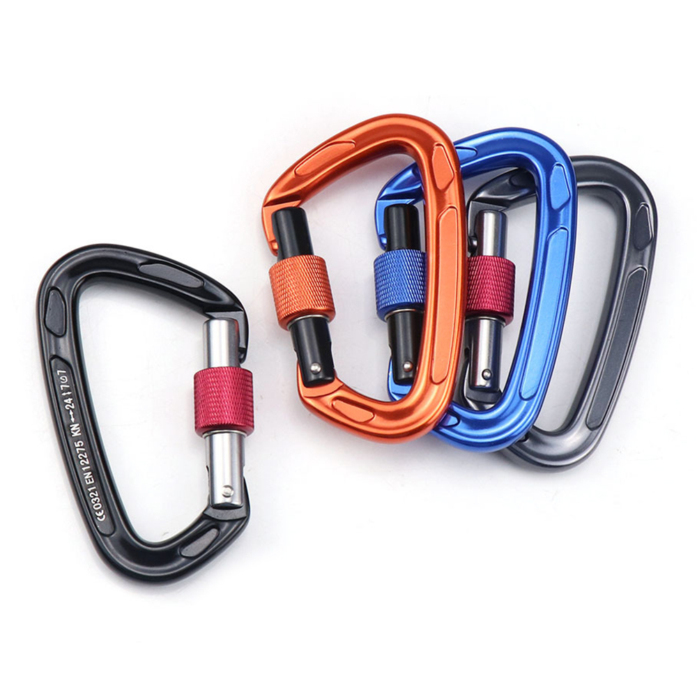 Móc Khóa Carabiner Có Cổng Khóa Vít Chịu Lực Nặng 24KN Cho Võng Cắm Trại Đi Bộ Đường Dài
