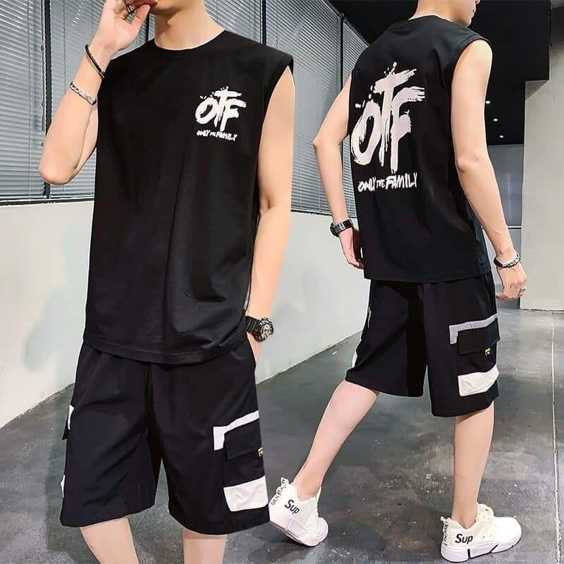 Đồ Bộ Nam Thể Thao, Đồ Bộ Nam Mặc Nhà, Sét Bộ Thể Thao Áo Ba Lỗ Vải Thun Lạnh Quần Kaki Mềm Mịn In Chữ OFF