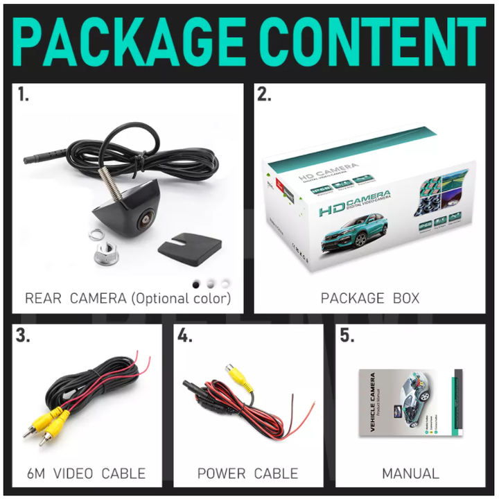 Camera lùi AHD 1080P độ nét cao dùng cho màn hình ô tô đánh lái theo vô lăng