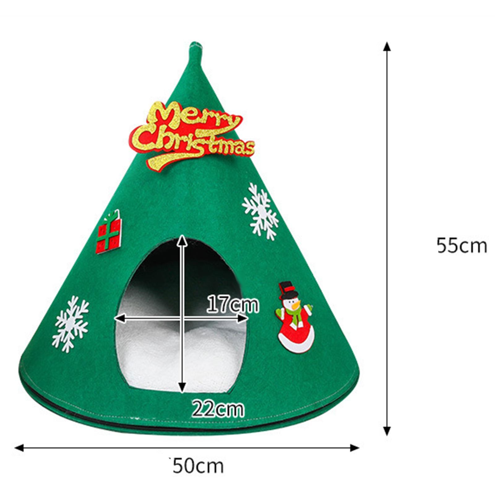 Christmas Cat Sleeping Bed Cat Mat Kitten Cave Bed Kennel Cat House Pet Bed
