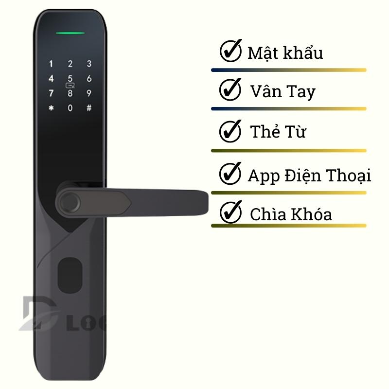 Khóa cửa vân tay điện tử thông dùng app cao cấp cửa nhôm, cửa gỗ, cửa lõi thép, cửa đố lớn chống nước, khóa cửa Smart Lock bảo hành 30 tháng Chính Hãng DILLOCK DL882