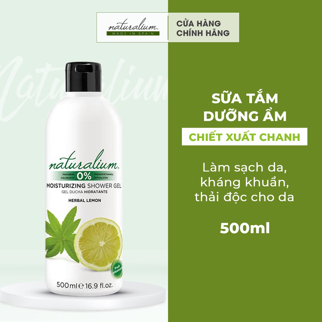 Sữa tắm dưỡng ẩm NATURALIUM hương chanh 500ml giúp làm sạch da, vi khuẩn, ngăn ngừa lão hoá và làm đều màu da