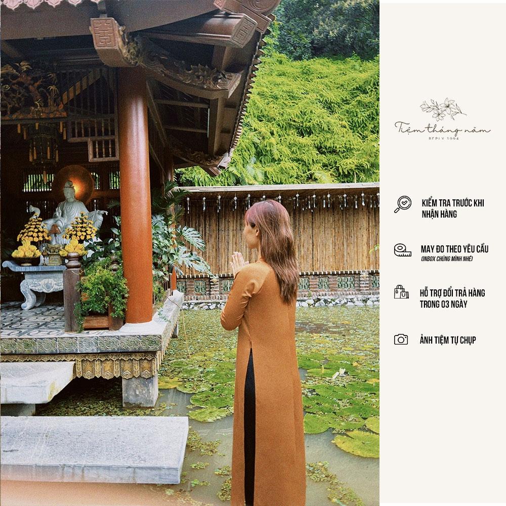 Áo dài xưa dáng suông - màu Nâu