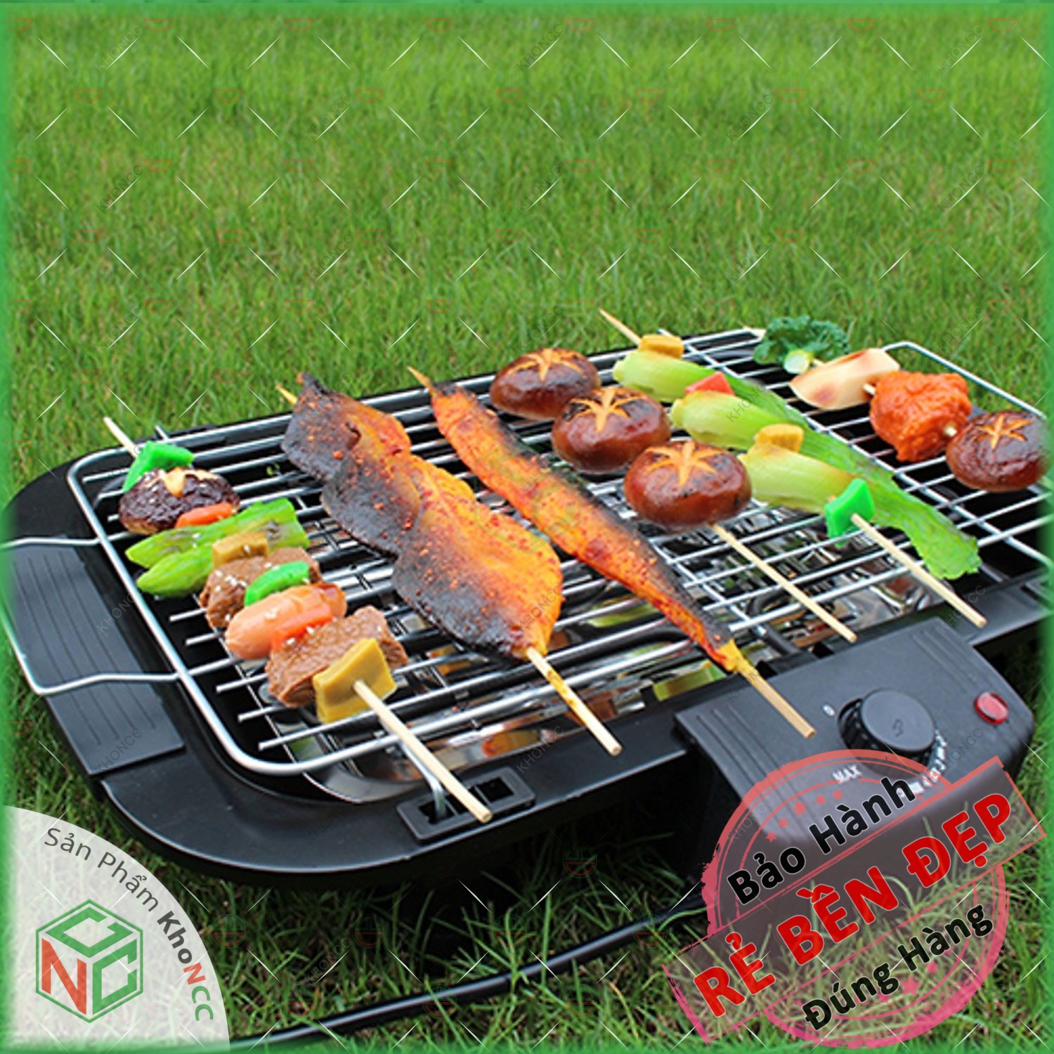 (Loại Tốt) Bếp Vỉ Nướng Điện Không Khói BBG KhoNCC - Electric BarBecue Grill 2000W - KPD-BEPDKK-425 - Hàng Chính Hãng