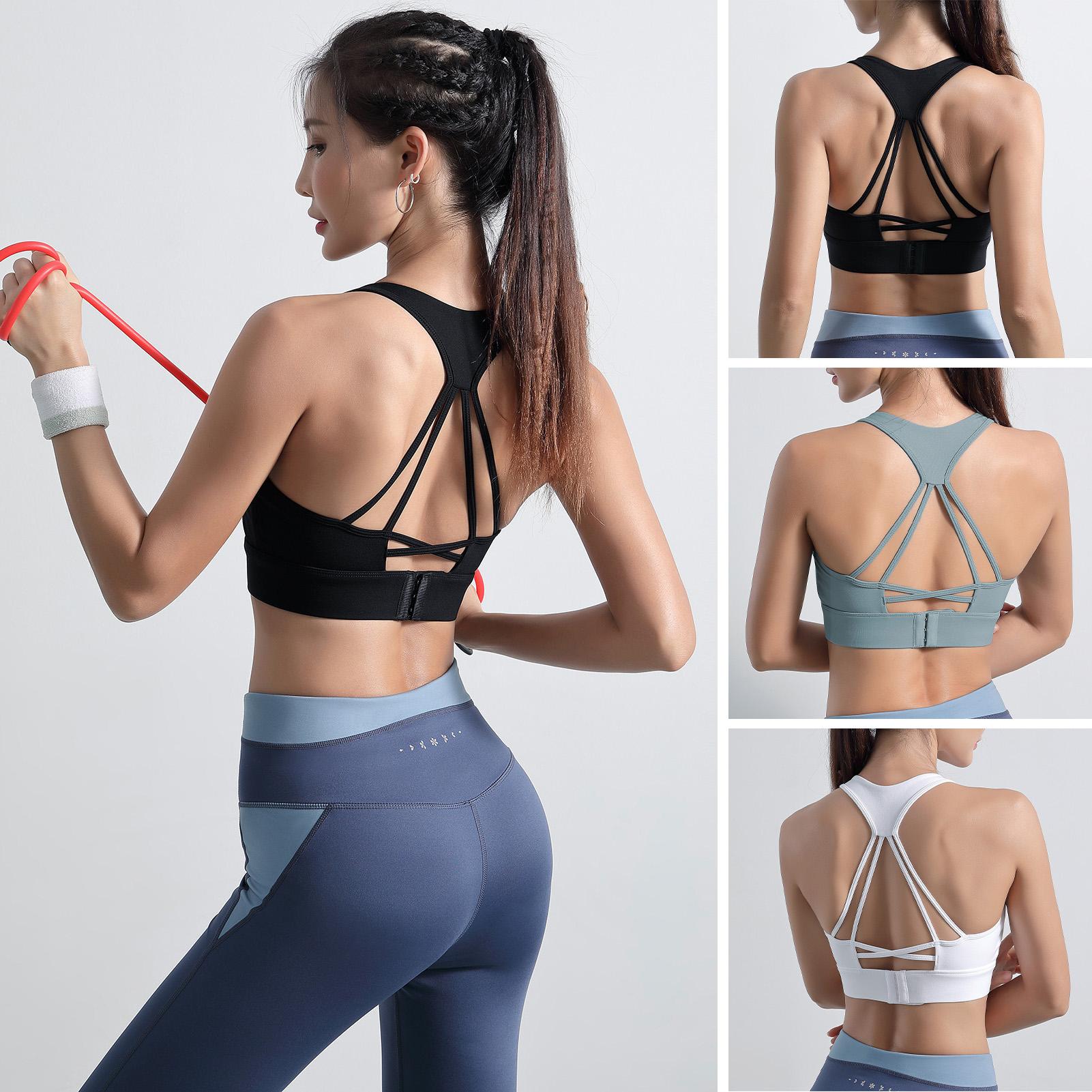 Áo lót thể thao có lưng racer, dây đai và miếng đệm có thể tháo rời phù hợp với yoga, chạy, tennis, v.v. Dùng được cho các môn thể thao.