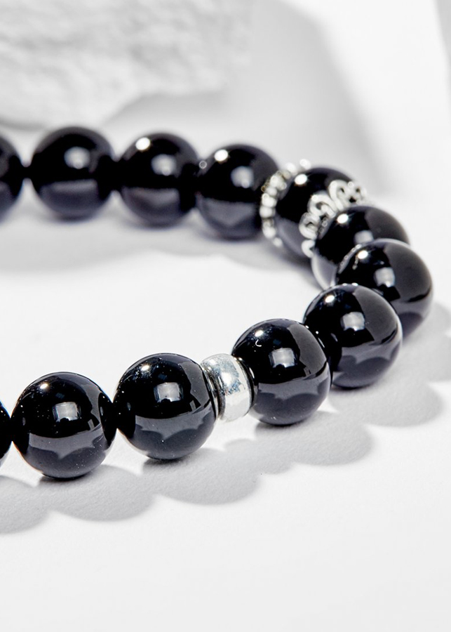 Vòng Tay Phong Thủy Đá Obsidian Phối Charm Cung Hoàng Đạo Cự Giải Mệnh Thủy, Mộc Ngọc Quý Gemstones