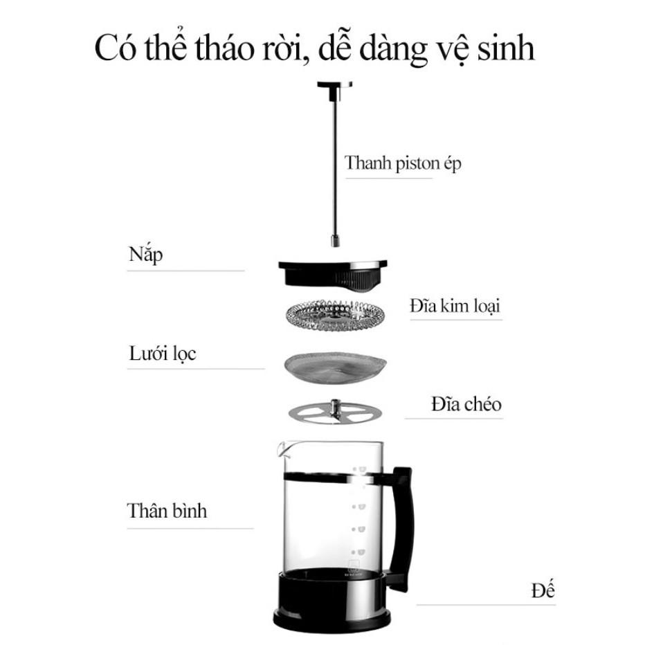 Bình ép kiểu Pháp 600ml pha cà phê , pha trà