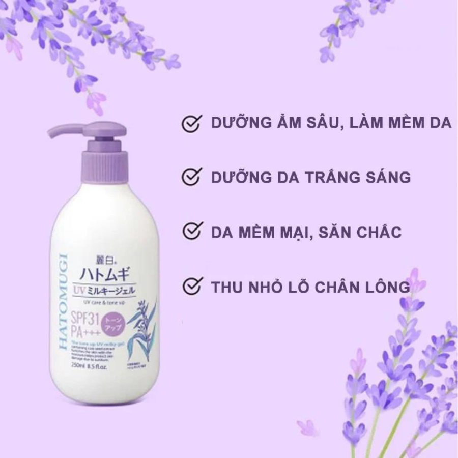 SỮA DƯỠNG THỂ CHỐNG NẮNG NÂNG TONE VÀ DƯỠNG ẨM DA HATOMUGI SPF31 PA+++ 250ml