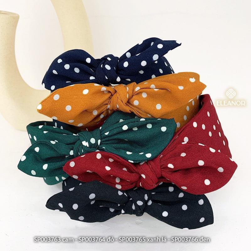 Băng đô cài tóc nữ Eleanor Accessories hình nơ họa tiết chấm bi phụ kiện tóc dễ thương