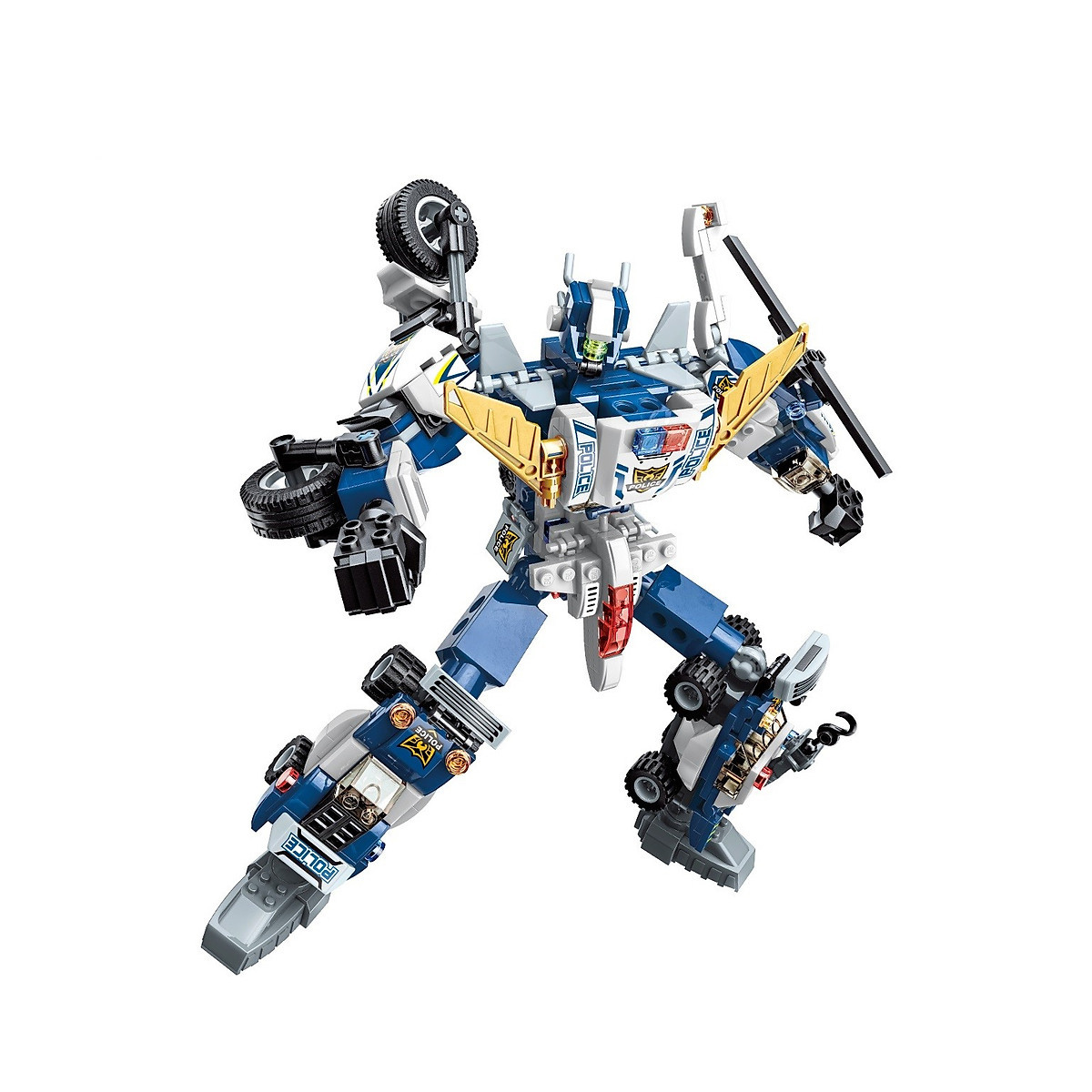Hộp 6 bộ đồ chơi lắp ráp Robot biến hình - Phương tiện cảnh sát Qman 41104