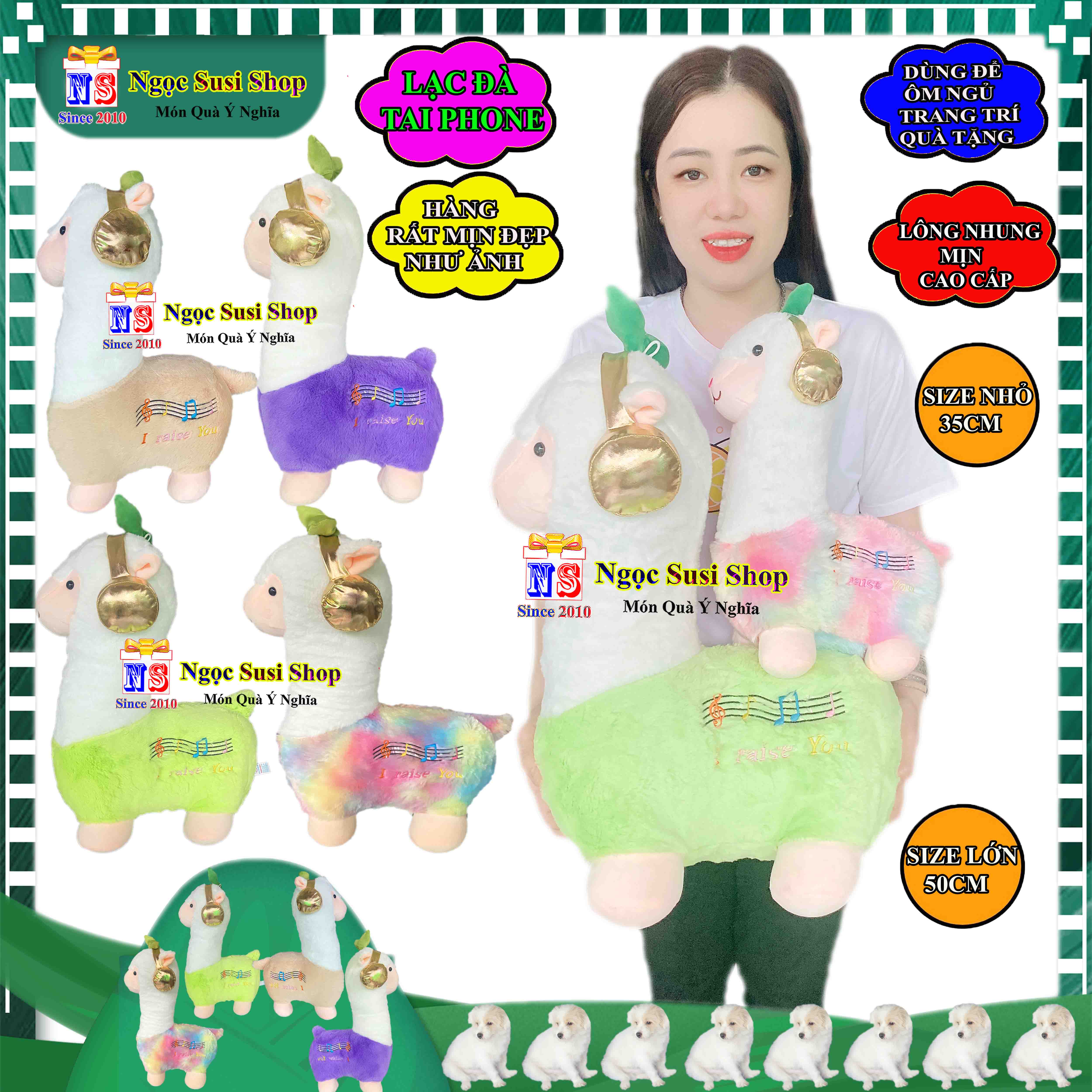 GỐI ÔM CON LẠC ĐÀ ĐEO TAI PHONE RẤT MỀM MỊN SIÊU ÊM - GẤU BÔNG HÌNH LẠC ĐÀ CAO CẤP