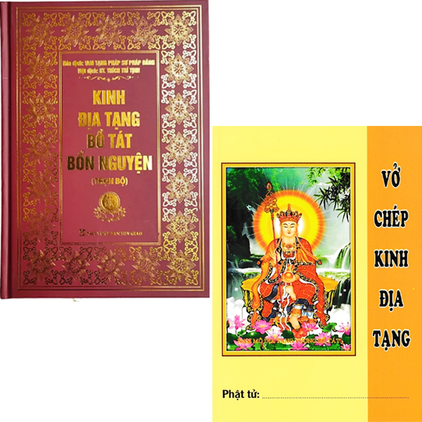 Combo Kinh Địa Tạng Bồ Tát Bổn Nguyện Trọn Bộ - Bìa Cứng + Vở Chép Kinh Địa Tạng ( Tặng Kèm Tờ Chú Đại Bị )