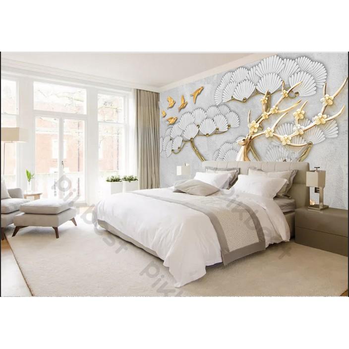 Tranh dán tường Tranh phong thủy hươu vàng may mắn, Tranh dán tường 3d hiện đại  MS1098740