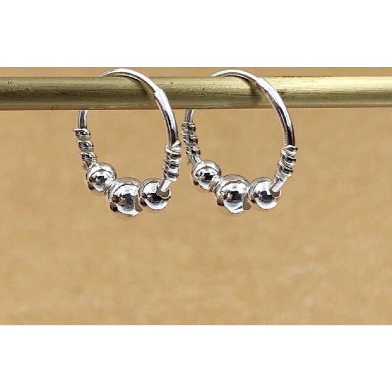 Bông tai nữ bi tròn bạc 925 Minh Tâm Jewelry,Khuyên tai tròn bi bạc