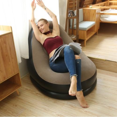 Đệm hơi, ghế hơi tựa lưng Tặng kèm Bơm tay+đôn ghế Hoạ tiết trơn