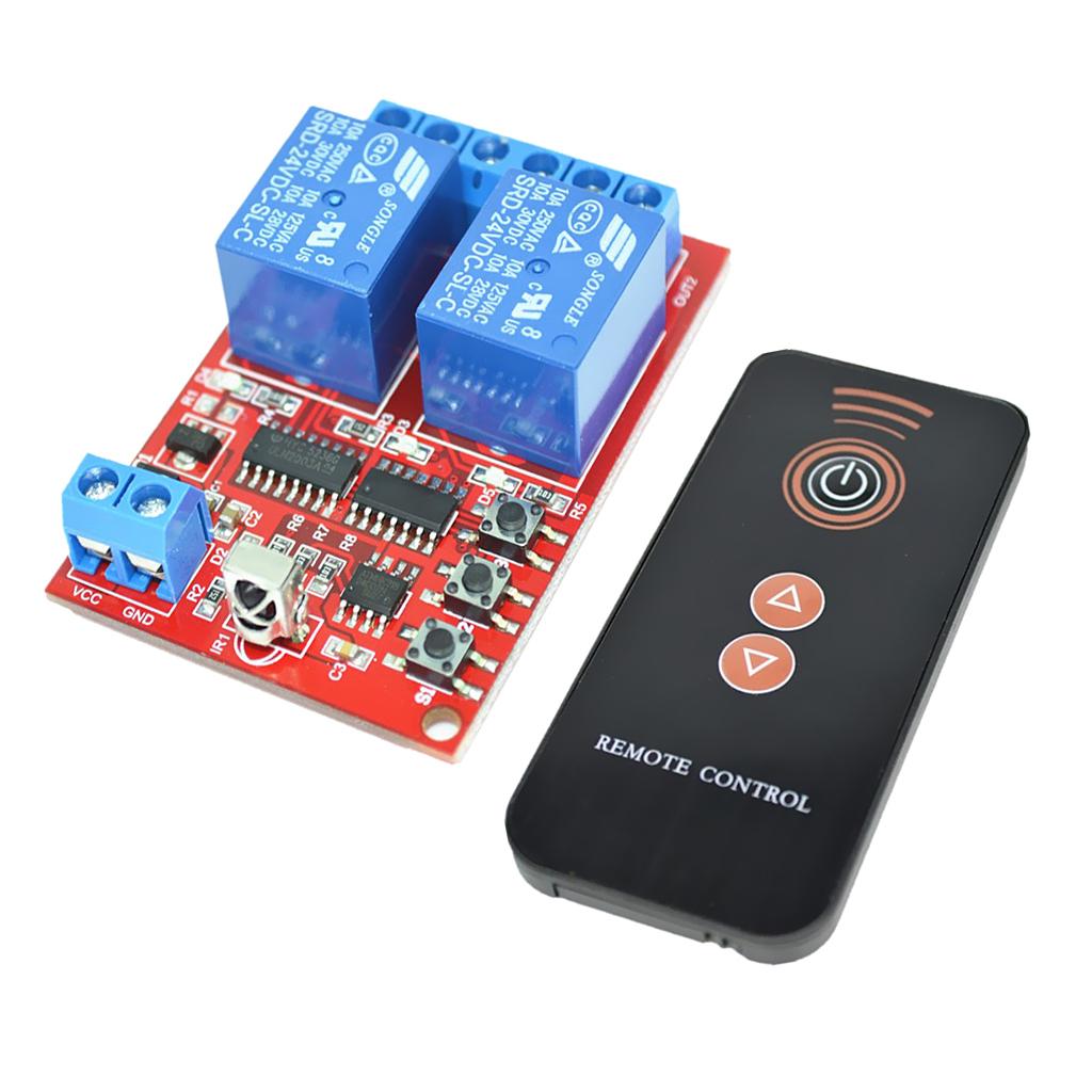 2 Channel 24V Wireless Infrared Relay Switch Receiver + Black Switch