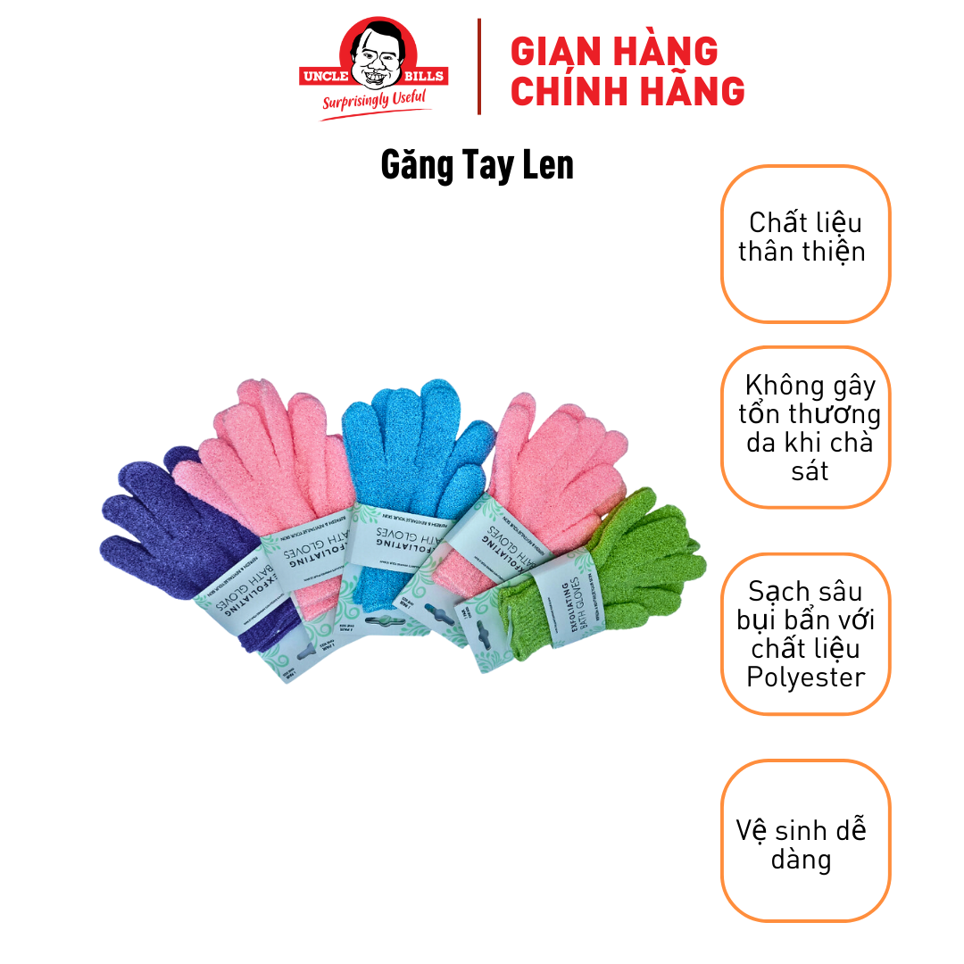 Găng Tay Tắm Uncle Bills AG0002 Tẩy Sạch Bụi Làm Sạch Da Găng Tay Tắm Cao Cấp Sạch Lỗ Chân Lông 