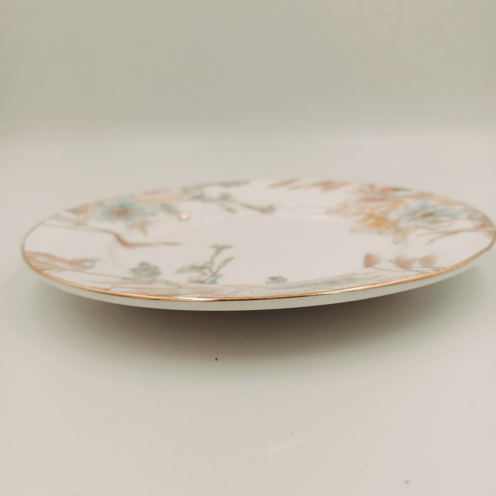 Đĩa sứ Long Phương Viền Vàng 15 cm Họa Tiết Hoa Đỏ Cao Cấp