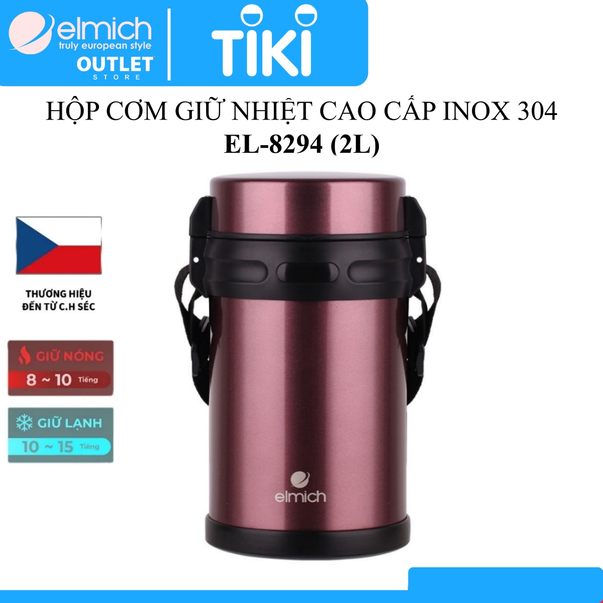 Hộp Cơm Giữ Nhiệt Văn Phòng Inox 304 Emich EL8294 dung tích 2 Lit