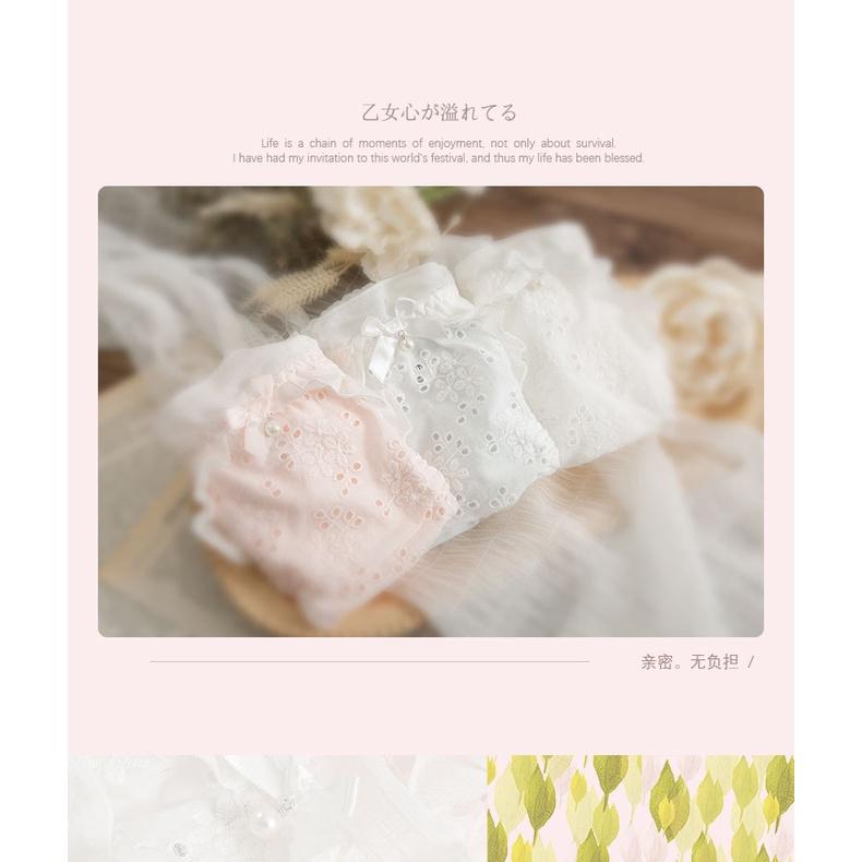 Quần Lót Nữ Cotton Hoa Đính Giả Ngọc Trai Xuất Đông Âu ( Q073 ). Hàng Loại Đẹp.
