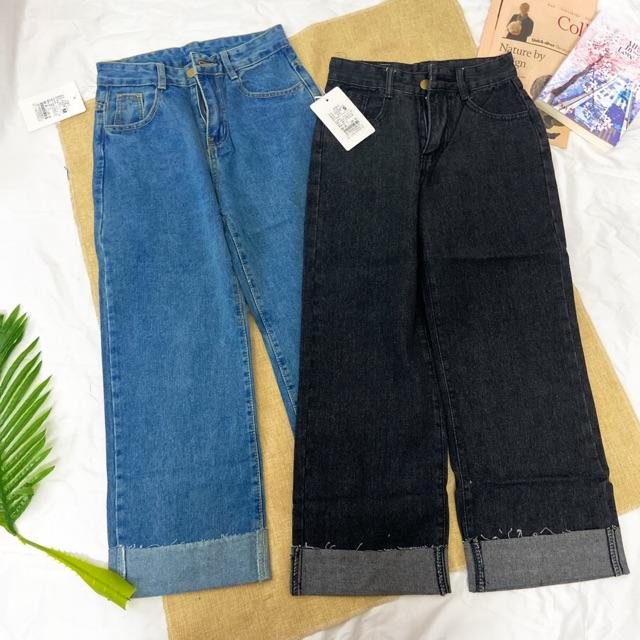 Quần Jeans xắn gấu phong cách Ulzzang Hàn Quốc