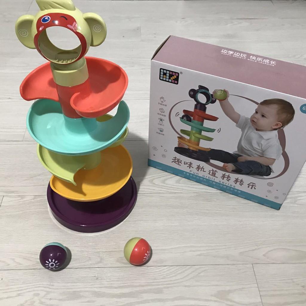 Đồ Chơi Lắp Ráp Tháp Bóng Lốc Xoáy Trượt Vui Nhộn Bằng Nhựa Cho Bé