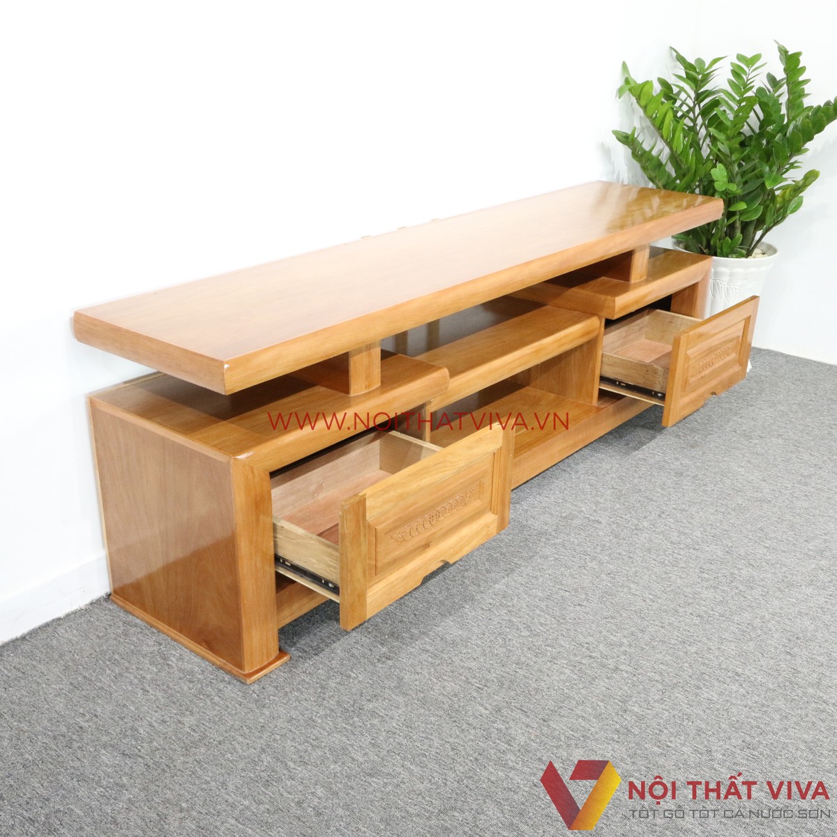 Kệ Tivi Gỗ Đinh Hương 2 Hộc Kéo Đẹp Giá Rẻ