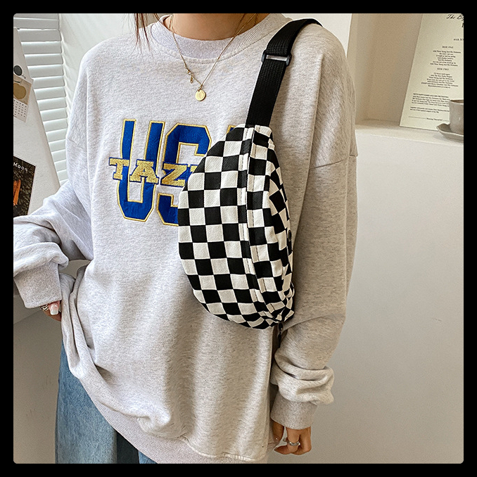 Túi đeo chéo bao tử đeo ngực Caro Ulzzang đa năng thời trang checker board cho học sinh sinh viên giá rẻ