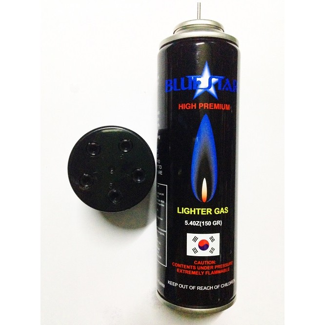 Vỏ Bình bơm đen Blue Star 150gr kèm 5 đầu bơm chuyên dụng dành cho các loại Hột Quẹt Bật Lửa gas