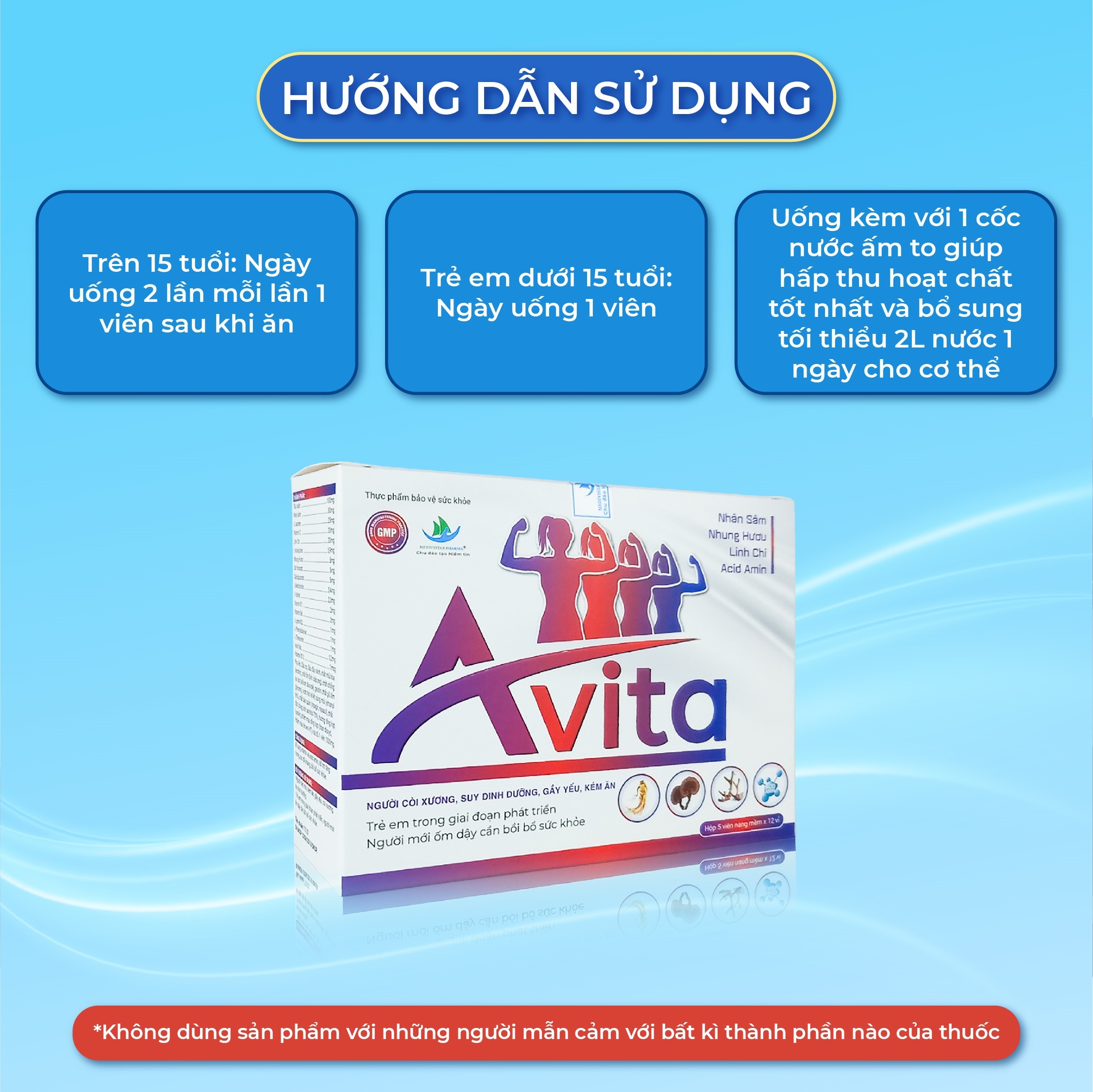 Combo 3 Hộp Viên Uống Tăng Cân AVITA Dành Cho Người Gầy Giúp Nâng Cao Thể Trạng, Tăng Cường Sức Khỏe, Bồi Bổ Cơ Thể 60 Viên/Hộp