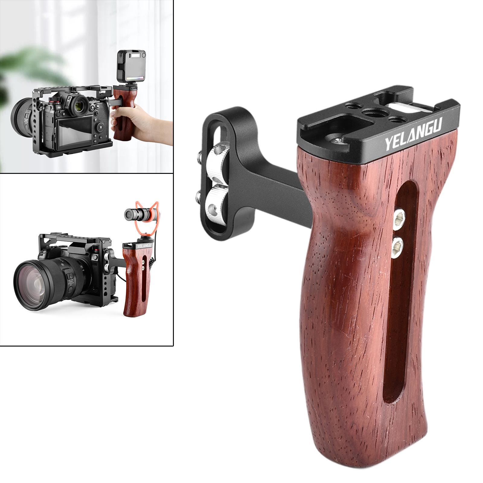 Side Wooden Handle Grip Ergonomic for Digital Camera Small Camera Cage