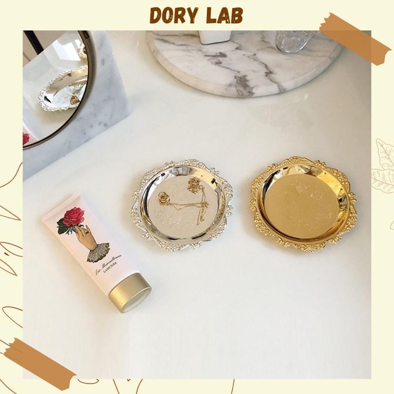Khay Kim Loại Đựng Nến, Đĩa Tròn Phụ Kiện Decor Chụp Ảnh Phong Cách Cổ Điển - Dory Lab