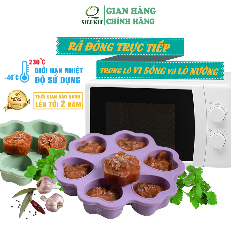 Khay silicon trữ đông Q SILI-KIT 7 ngăn hình trái tim có nắp, sử dụng đa năng, kích thước 20.8x4cm, 6x80ml, 1x90ml