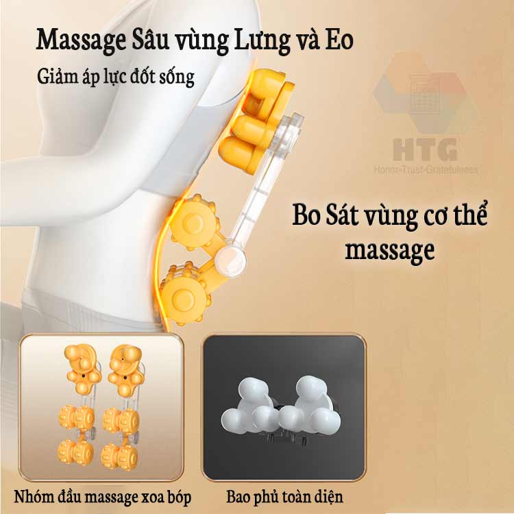 Đệm Massage Toàn Thân 918-7 Chế Độ Massage 3D, Tích Hợp Nhiệt Hồng Ngoại, 3 Cường Độ Xoa Bóp, 3 Mức Rung và Chườm Nóng, hàng chính hãng