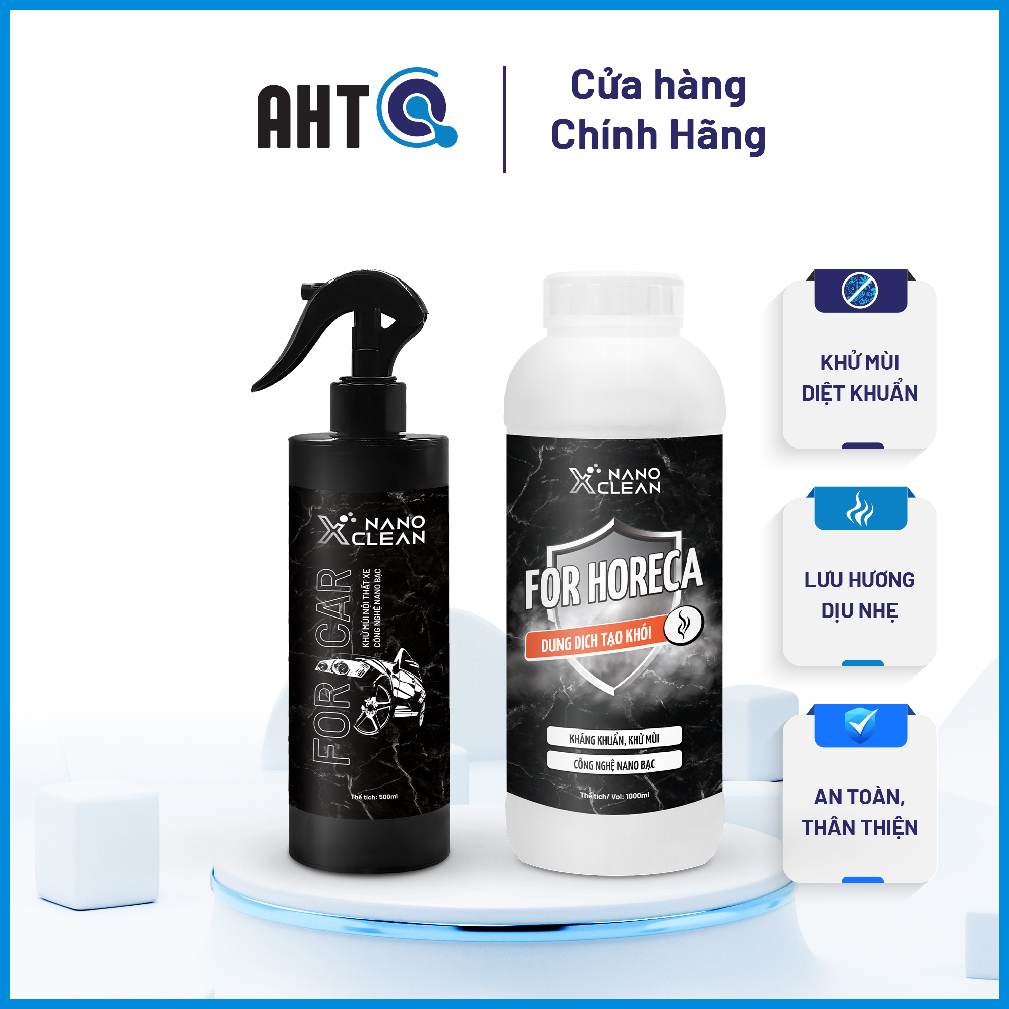 [COMBO KHỬ MÙI KHÁNG KHUẨN] DUNG DỊCH NANO BẠC TẠO KHÓI NANO XCLEAN 1L VÀ CHAI XỊT KHỬ MÙI ÔTÔ 500ML-NANO XCLEAN-KHỬ MÙI, KHÁNG KHUẨN, KHỬ KHUẨN-AN TOÀN, HIỆU QUẢ-AHT CORP (AHTC)