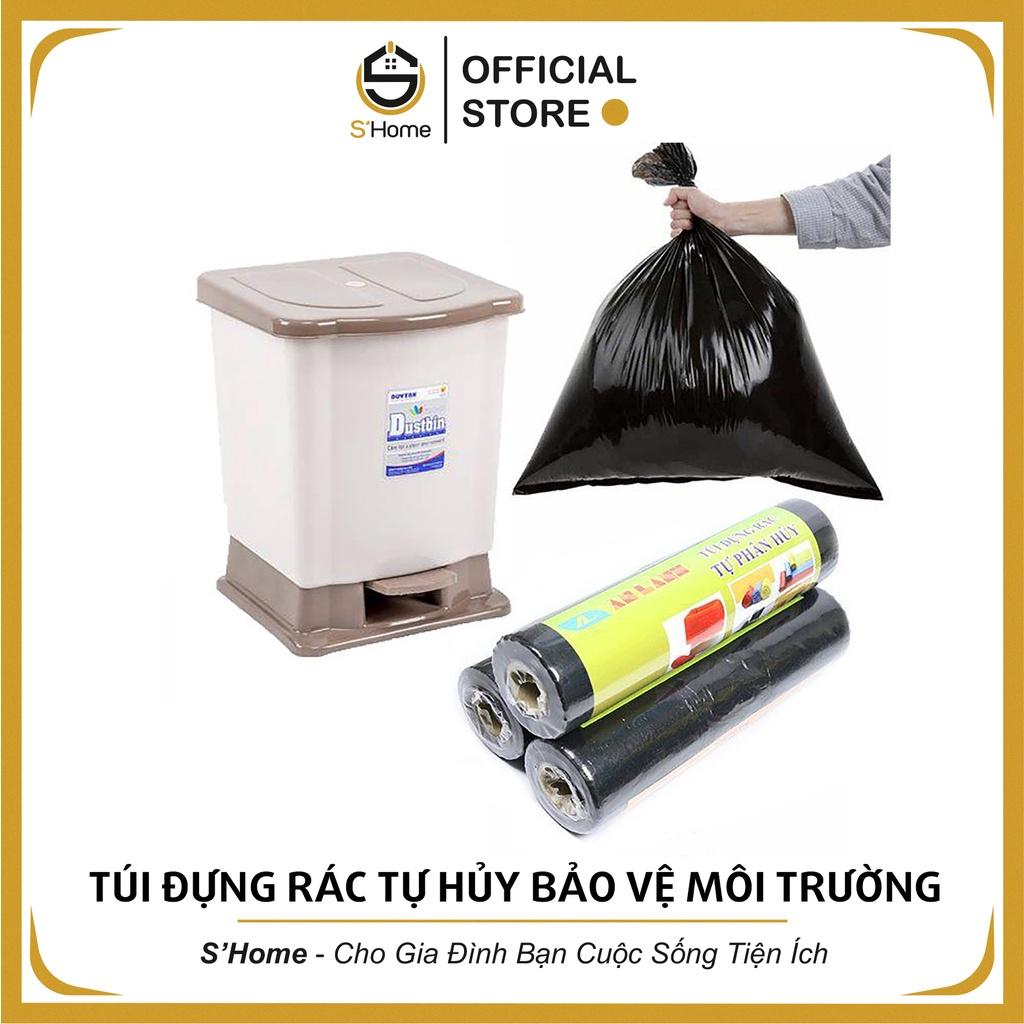 Cuộn Túi Đựng Rác Sinh Học Tự Phân Hủy An Lành, Túi Đựng Rác Tự Hủy Có Dây Rút Quai Xách Tiện Lợi - S'Home