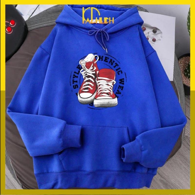 Áo hoodie in đôi giày vải nỉ unisex 12 màu lựa chọn