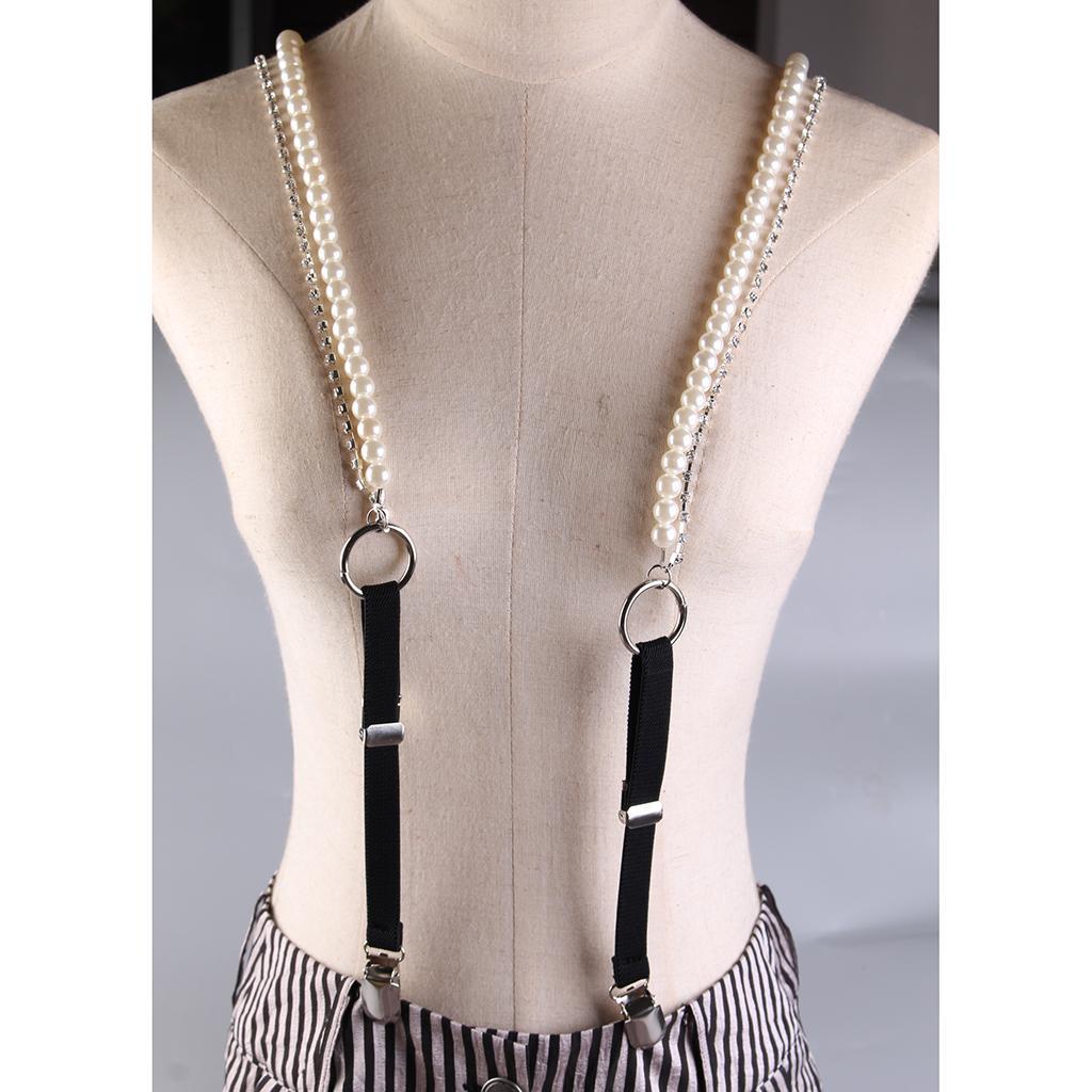 Black+White Suspenders Women Y-back Trousers Adjustable Shirt Braces