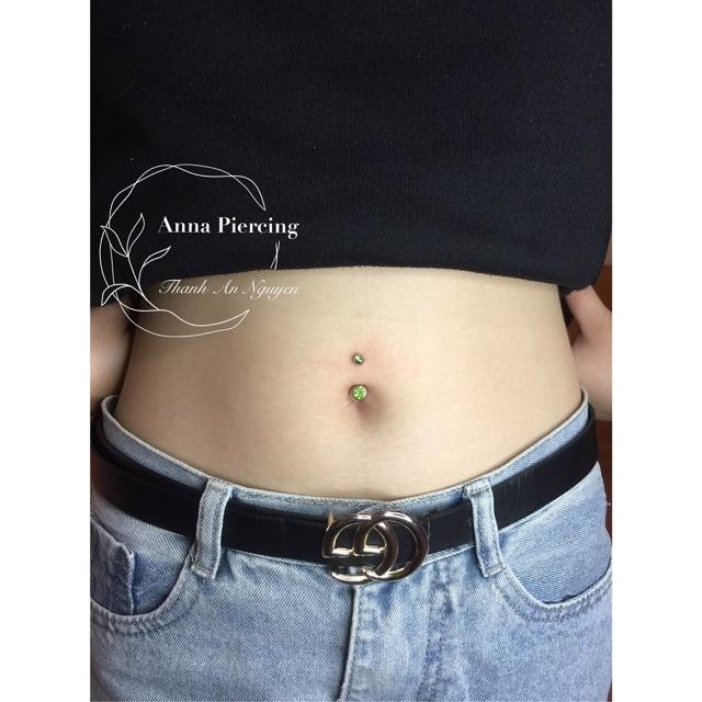 1 chiếc khuyên rốn basic xanh lá bằng thép y tế xỏ khuyên piercing - XUÂN SHOP