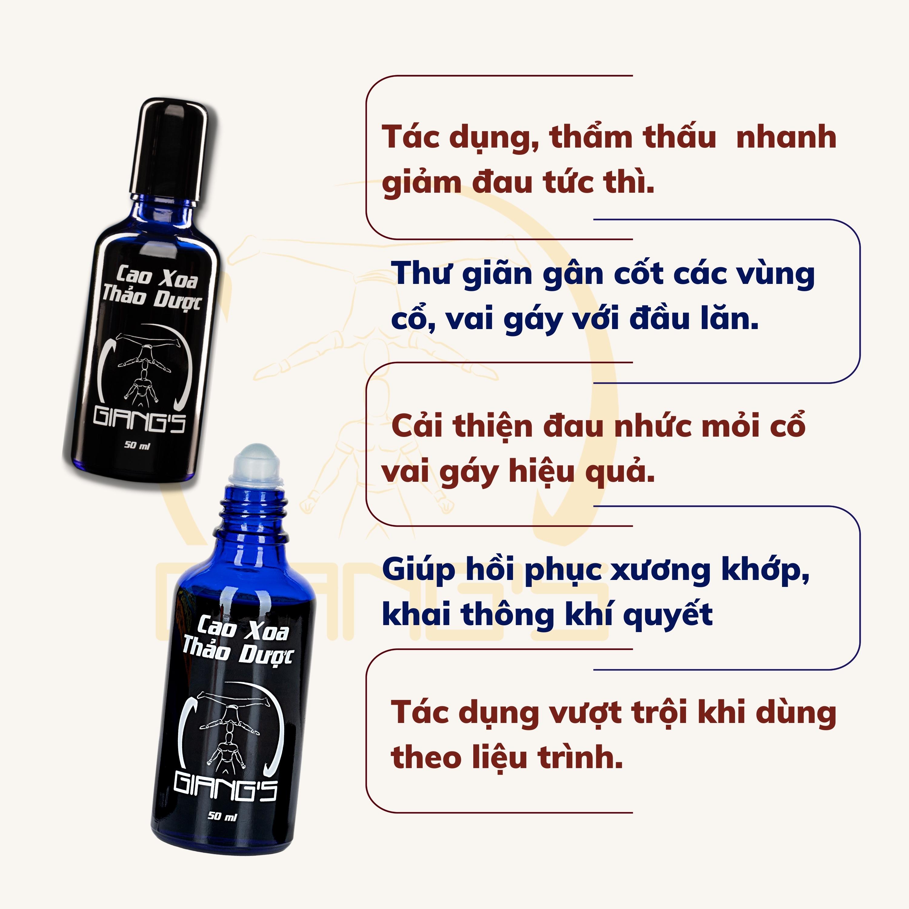 [Combo 02 chai] Cao xoa bóp thảo dược giảm đau Cổ-Vai-Gáy, Dầu xoa bóp gia truyền GIANG'S 50ml