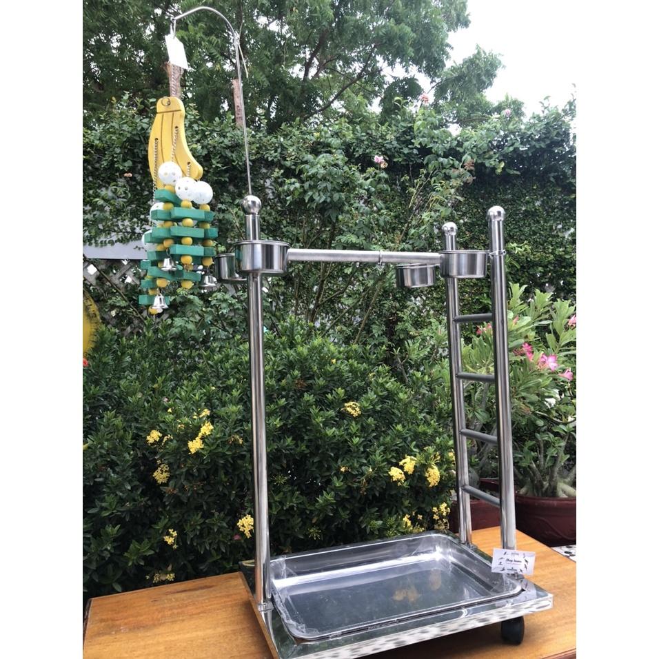 Cầu đứng inox có tăng giảm độ cao dành cho tất cả các dòng vẹt như xích, ring neck, hahn macaw, sun, lory, amazon, macaw