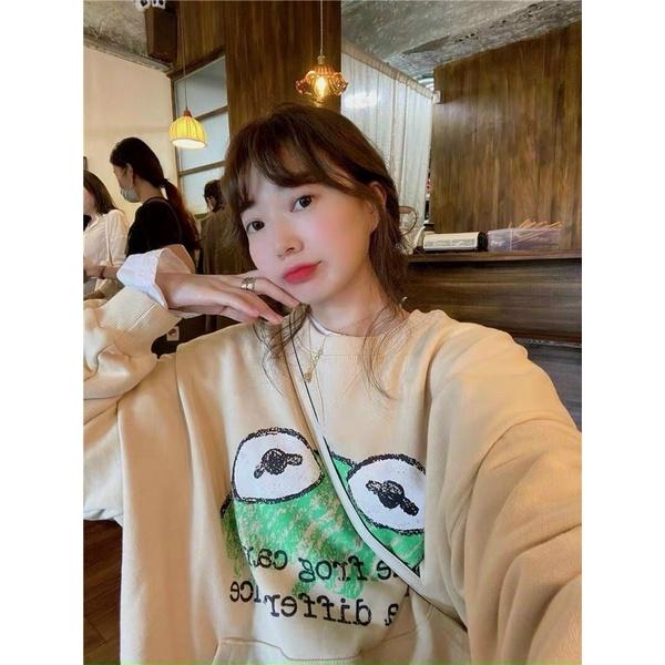 Áo hoodie  không nón in hình chú ếch hoạt hình siêu cute phong cách tự do dễ thương chất vải mềm mịn, năng động cho cách bạn học sinh sinh viên