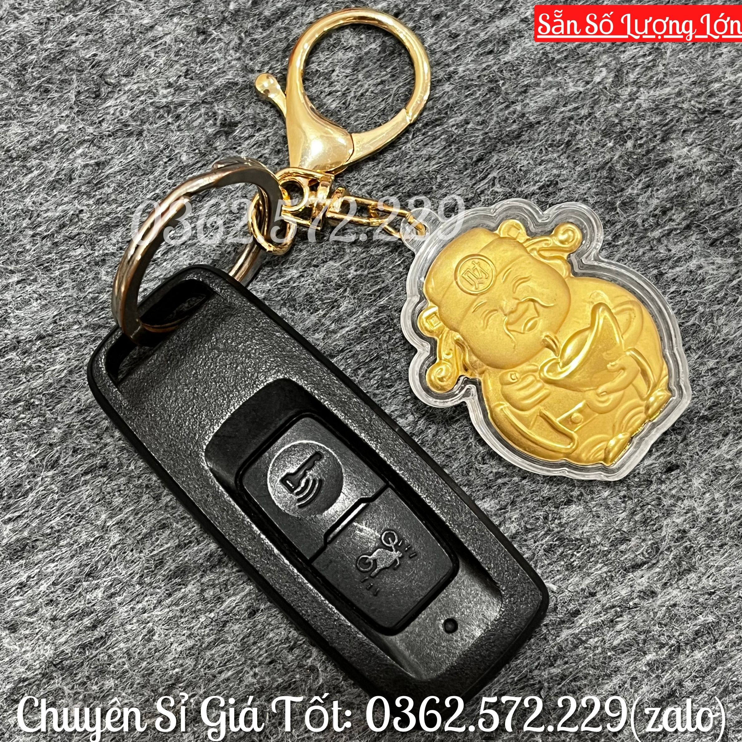 Móc Khóa Thần Tài Mạ Vàng Phong Thủy May Mắn Chiêu Hút Tài Lộc - treo khóa xe, balo, túi xách