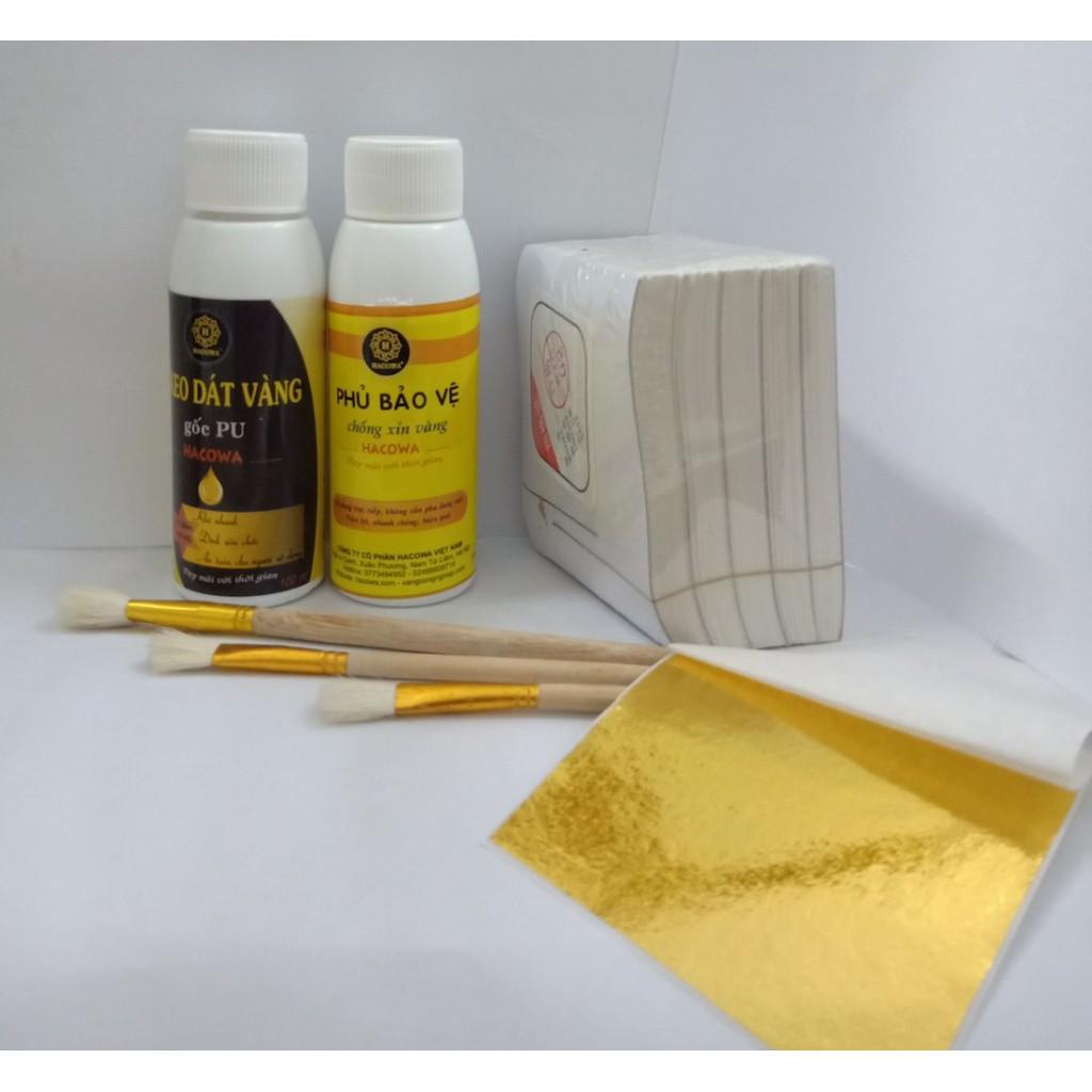 Combo dát vàng gói tiết kiệm đủ dụng cụ kèm theo trên chất liệu thạch cao, tượng phật